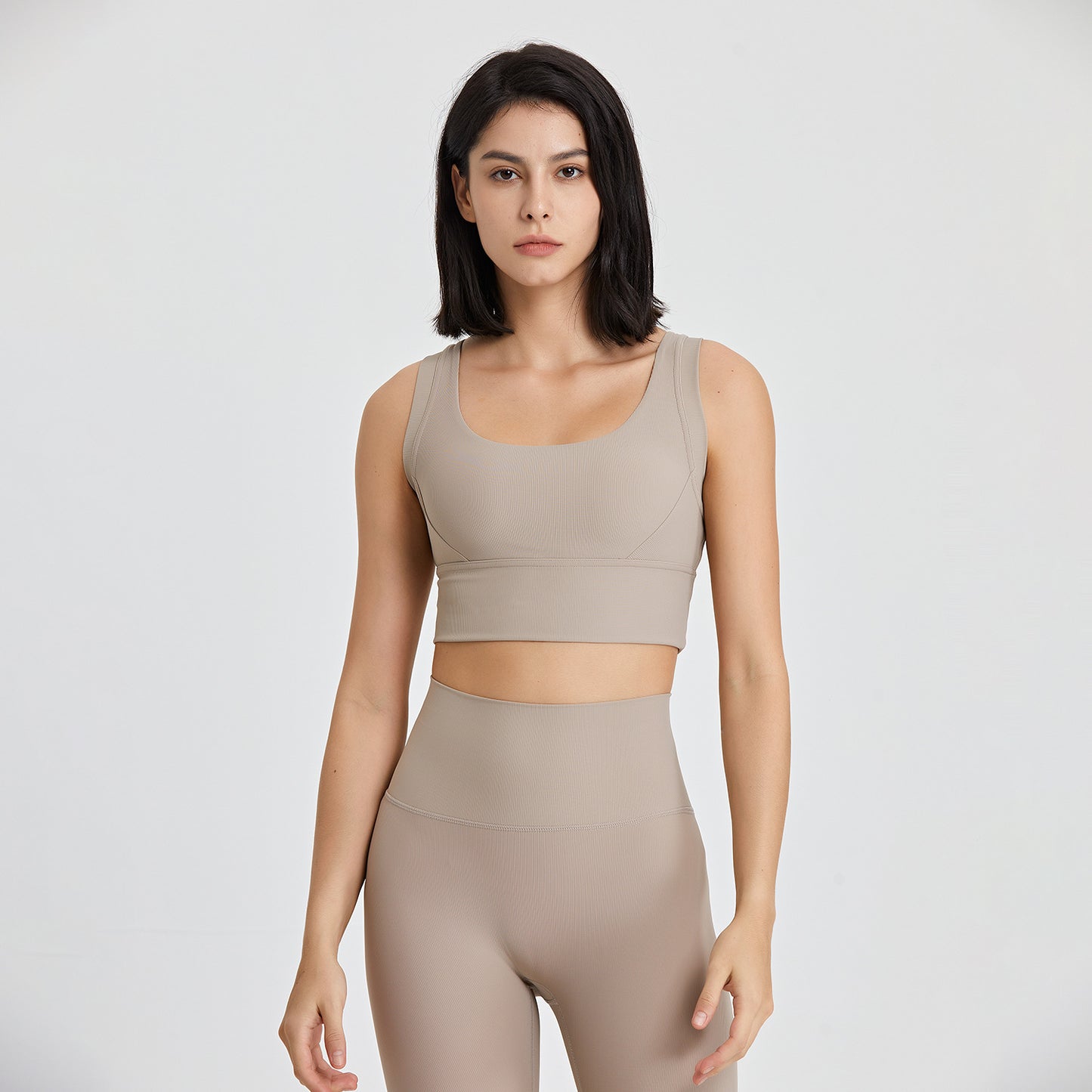 High Elastic Gathered Nude Yoga Bra - Fit Nexus